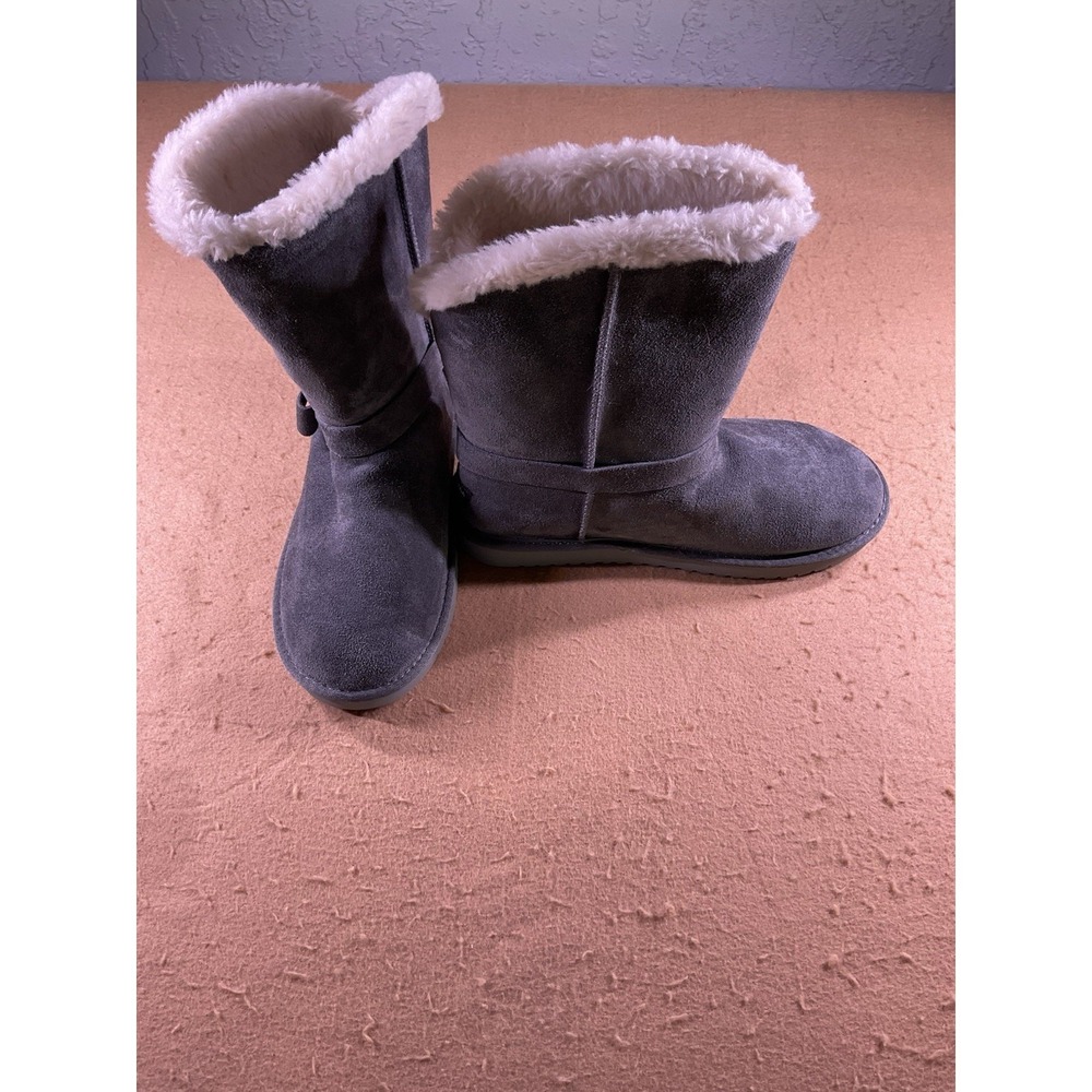 NEW UGG Kookaburra Gray Charcoal Shearling Winter Boots Bow Accent Size 8 No Box